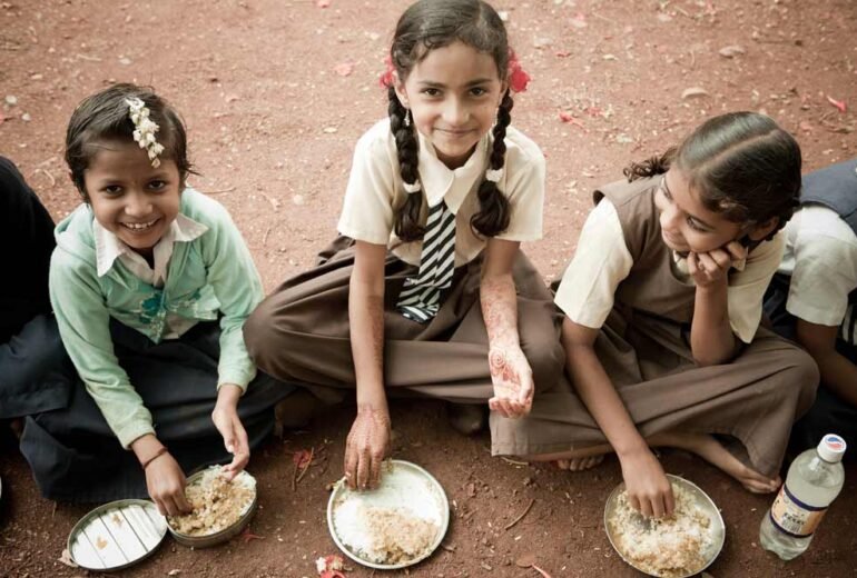 children enjoying meal